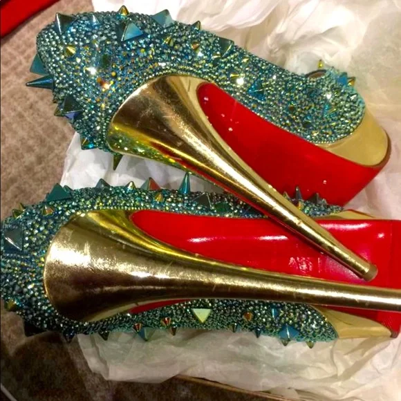 Christian Louboutin Very Mix 150mm Pot Pourri Aqua size 39. - Picture 3 of 12